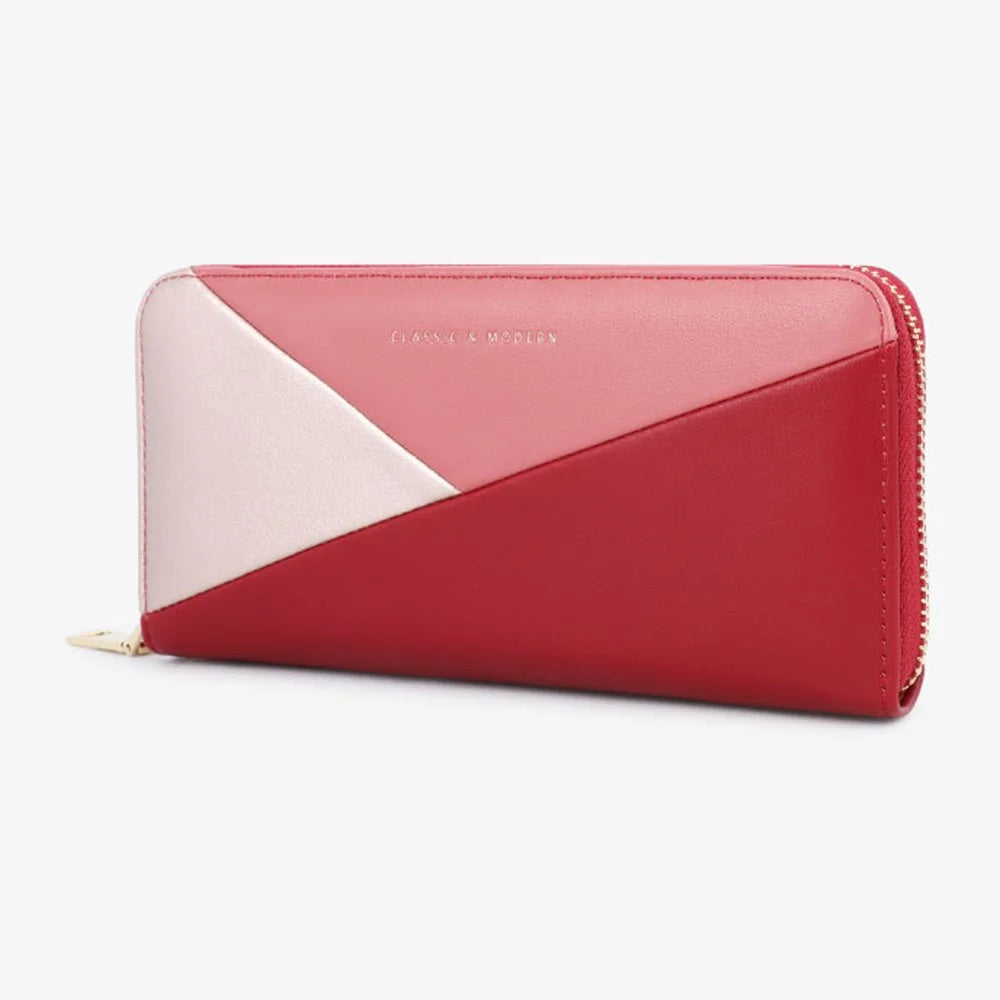 TAILIAN T9612-117 Multiple Card Slots Long Purse Color Splicing PU Leather Women Zipper Clutch - Yellow - 4