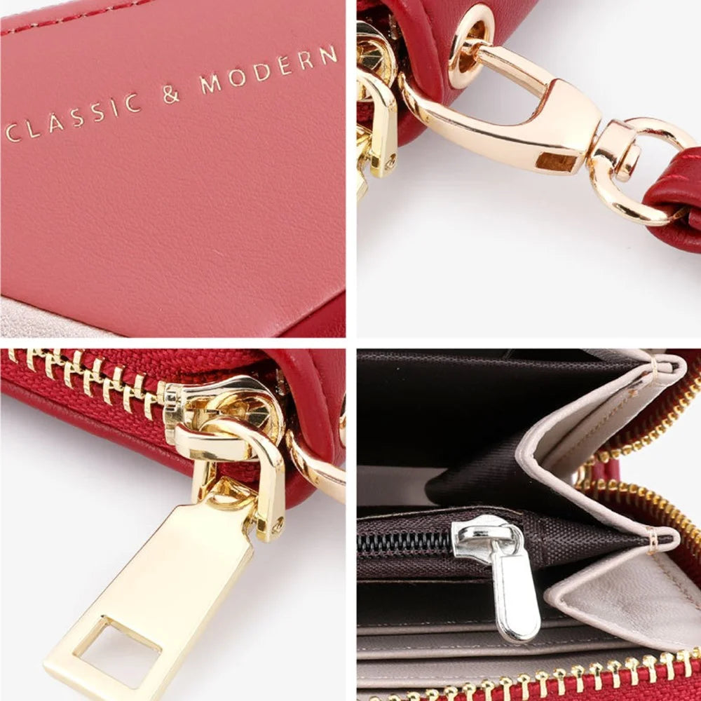 TAILIAN T9612-117 Multiple Card Slots Long Purse Color Splicing PU Leather Women Zipper Clutch - Yellow - 6