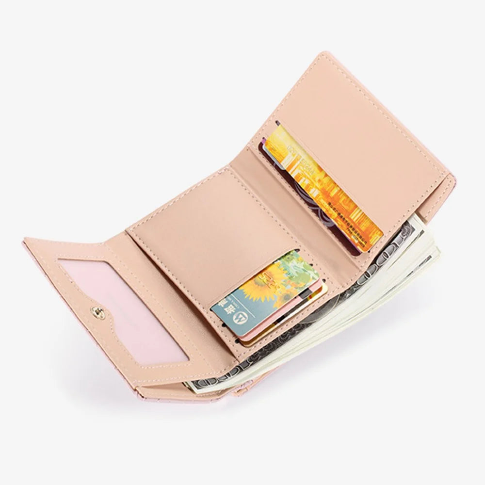 TAILIAN T7368-134 Pearl Clip Wallet PU Leather Card Storage Holder Stitching Rhombus Coin Pouch Bag - Black - 2