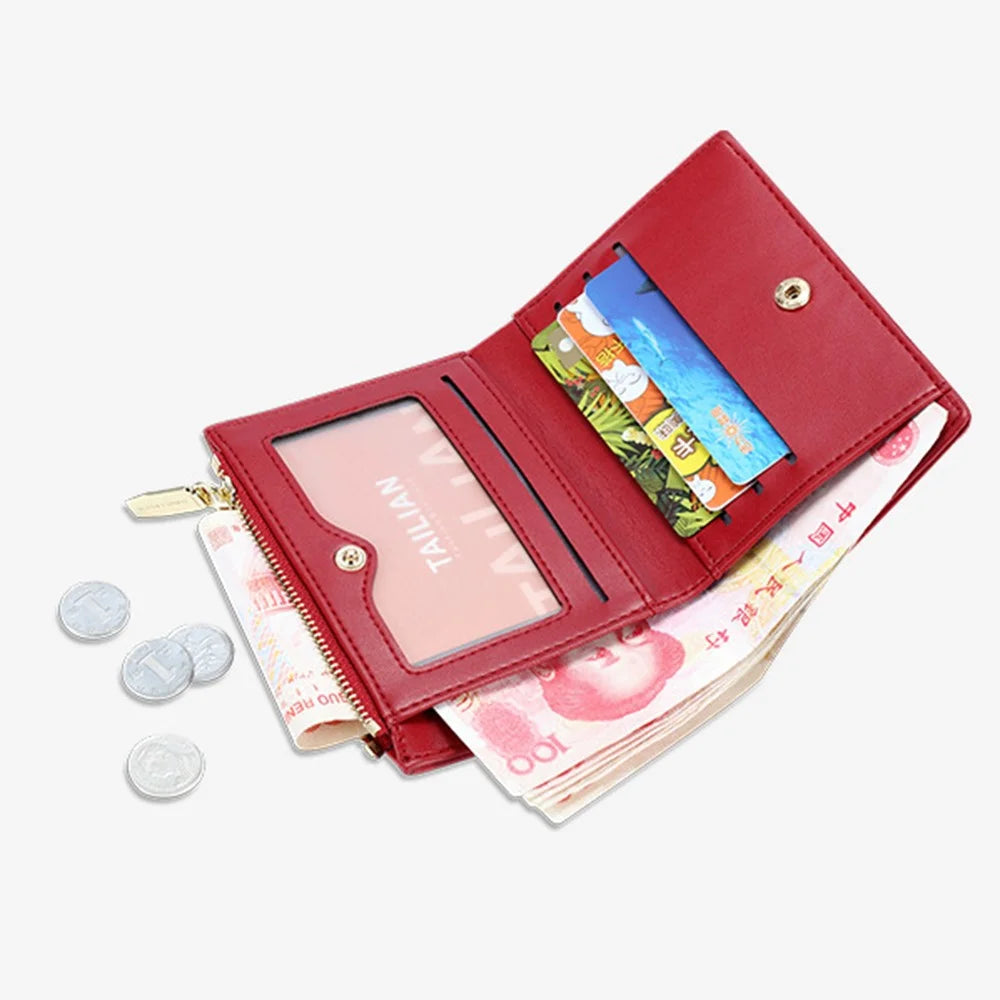 TAILIAN T2602-089 Girl's Wallet PU Leather Travel Card Storage Holder Coin Pouch Bag Billfold for Women - Red - 3