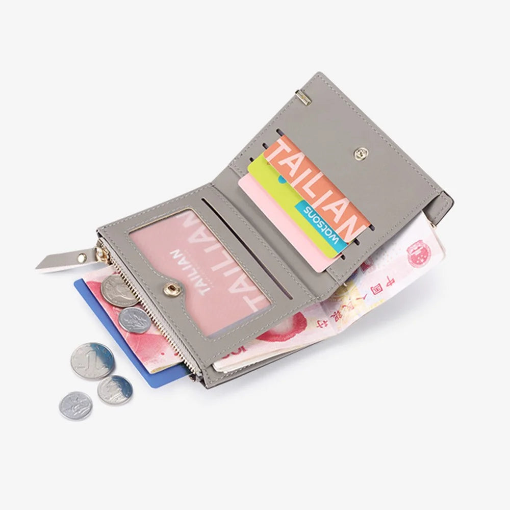 TAILIAN T2602-012 Women's Classic Wallet Matte PU Leather Card Storage Holder Coin Pouch Bag - Pink - 3
