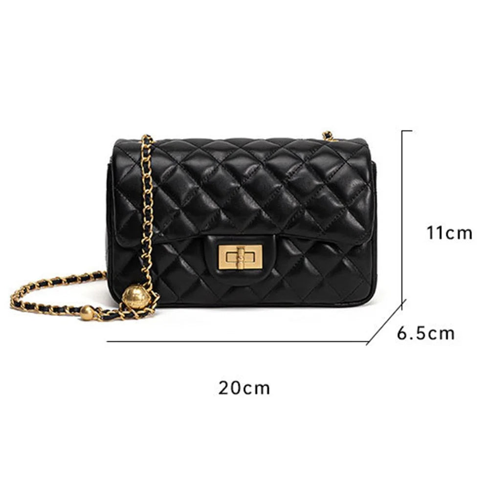 JY2468 Rhombus Quilted Shoulder Bag for Women Top Layer Cowhide Leather Crossbody Bag with Chain Strap - Rose Pink - 6
