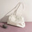 9665 Women Tote Underarm Bag Cowhide Leather Large Capacity Zipper Travel Handbag - White - 6