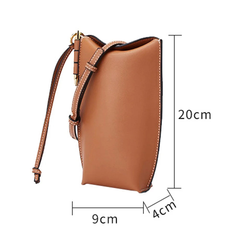 88621 Retro Women Crossbody Phone Bag Genuine Cow Leather Shoulder Bag - Black - 5