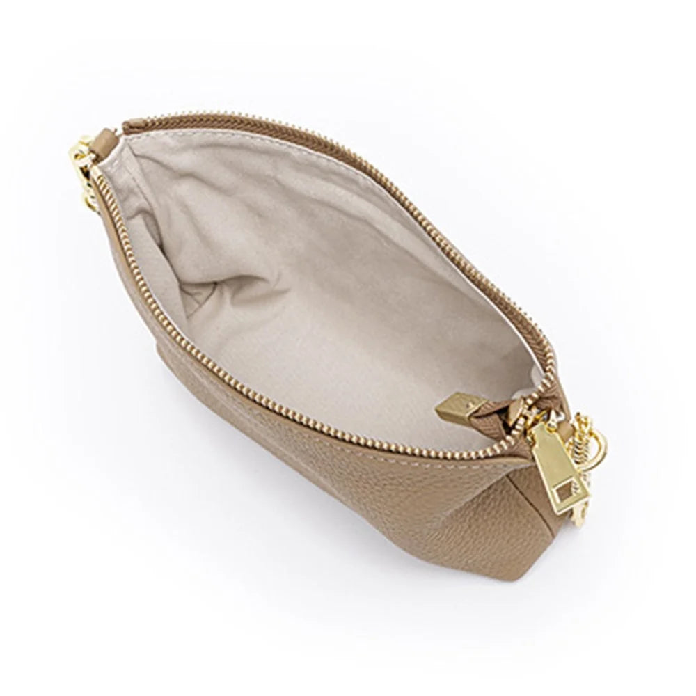9632 Women Zipper Dumpling Bag Handbag Top Layer Cowhide Leather Crossbody Shoulder Bag with Chain Strap - Green - 2