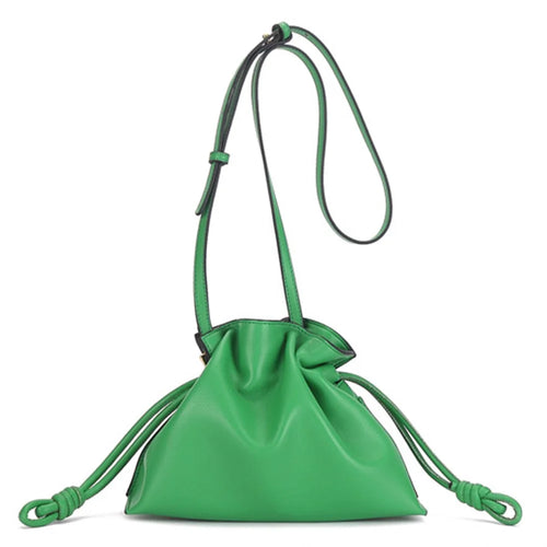 88785 Cowhide Leather Shoulder Strap Fashion Women Crossbody Bag Handbag with Drawstring - Green - 1