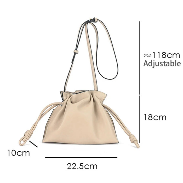88785 Cowhide Leather Shoulder Strap Fashion Women Crossbody Bag Handbag with Drawstring - Green - 4