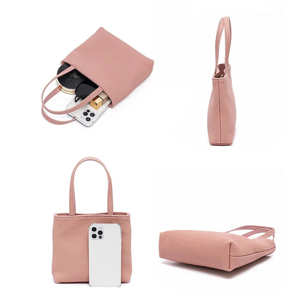 CKWG3303 Women Handbag Top Layer Cowhide Leather Crossbody Bag with Chain Shoulder Strap - Pink - 3