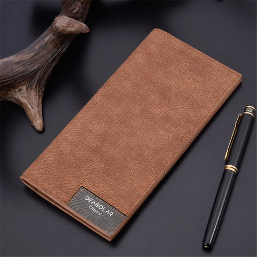DEABOLAR PU Leather Men Wallet Clutch Multiple Card Slots Ultra Slim Billfold Long Purse - Coffee - 2