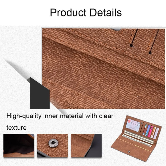 DEABOLAR PU Leather Men Wallet Clutch Multiple Card Slots Ultra Slim Billfold Long Purse - Coffee - 4