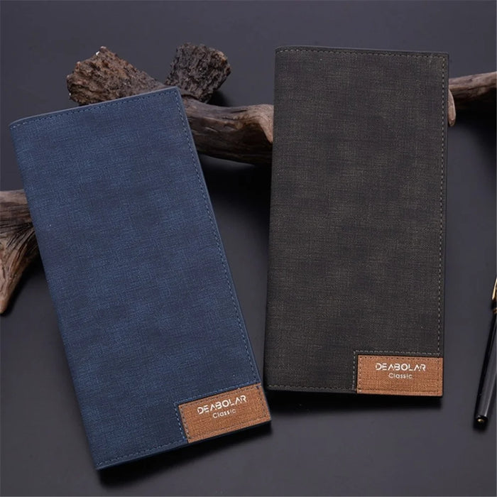 DEABOLAR PU Leather Men Wallet Clutch Multiple Card Slots Ultra Slim Billfold Long Purse - Coffee - 5