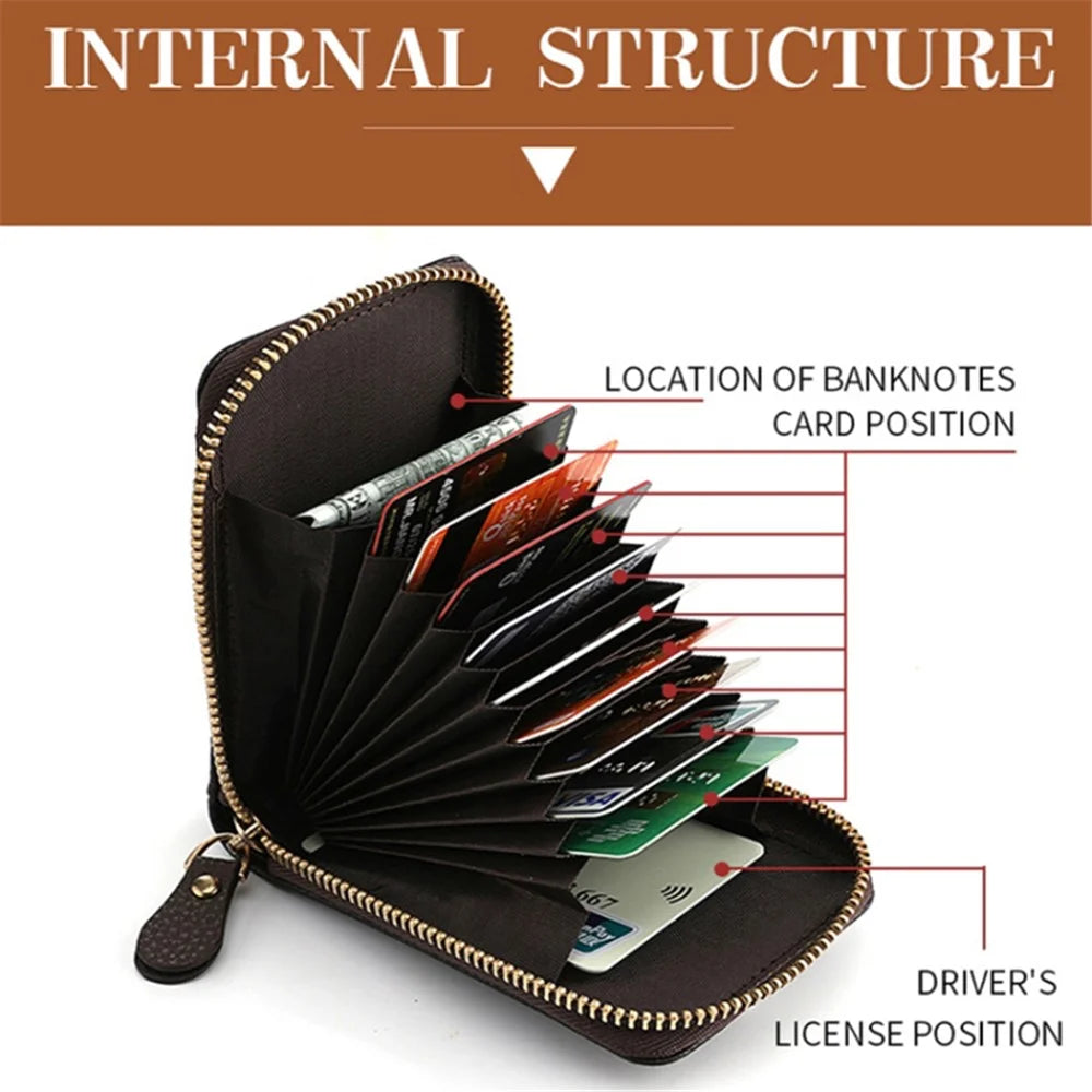 DEABOLAR Accordion Style Multiple Card Slots Holder PU Leather Wallet Coin Purse Zipper Cash Bag - Black - 3