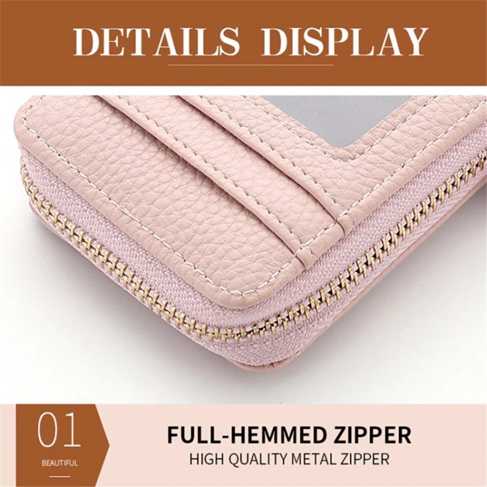 DEABOLAR Accordion Style Multiple Card Slots Holder PU Leather Wallet Coin Purse Zipper Cash Bag - Black - 5