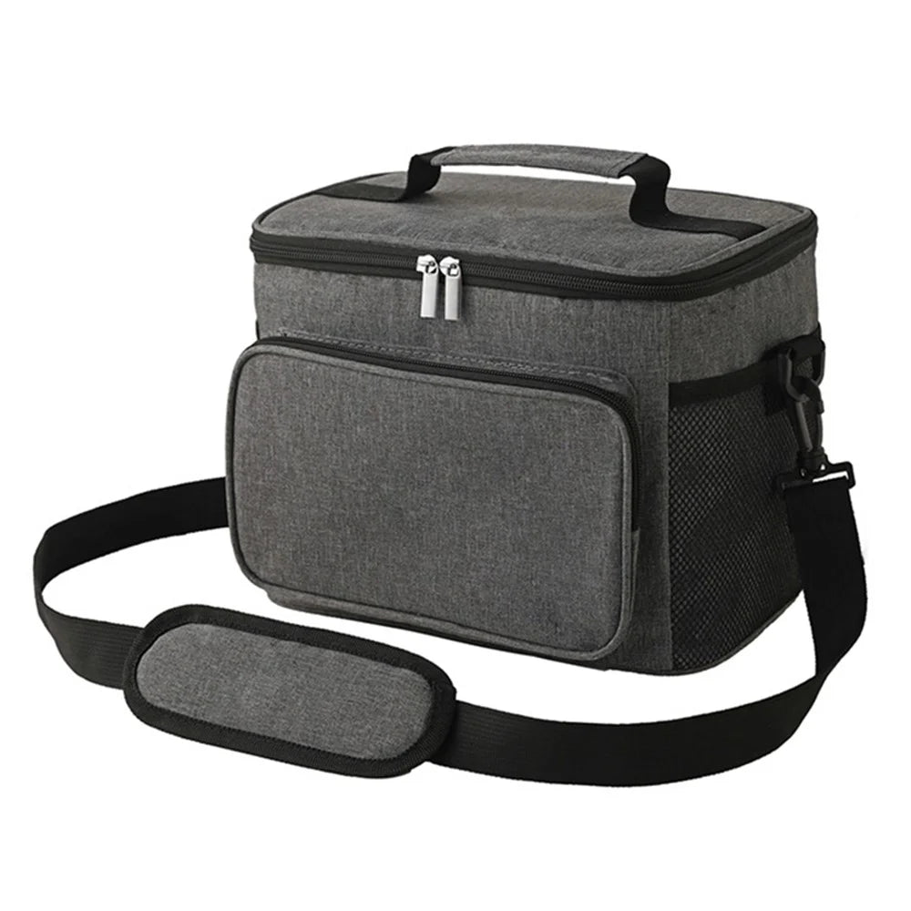 10L Oxford Cloth Thermal Insulated Waterproof Travel Lunch Bag Picnic Cooler Tote with Shoulder Strap - Grey - 1