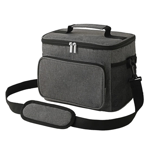 10L Oxford Cloth Thermal Insulated Waterproof Travel Lunch Bag Picnic Cooler Tote with Shoulder Strap - Grey - 1