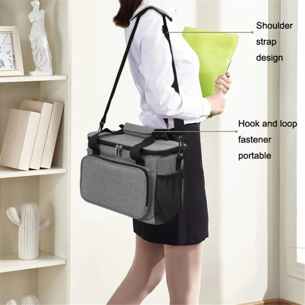 10L Oxford Cloth Thermal Insulated Waterproof Travel Lunch Bag Picnic Cooler Tote with Shoulder Strap - Grey - 6