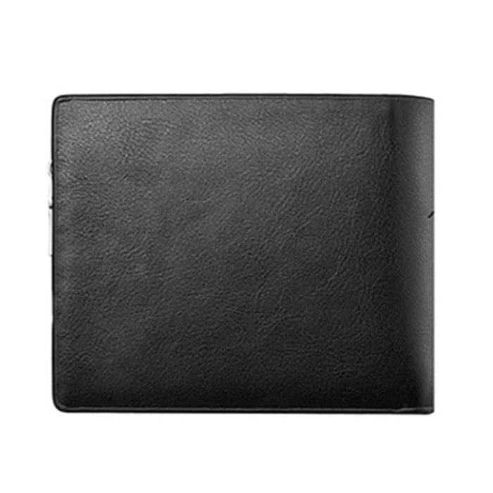 DEABOLAR Short Wallet with Zipper Pocket Men Slim PU Leather Coin Storage Card Holder Bag - Black - 3