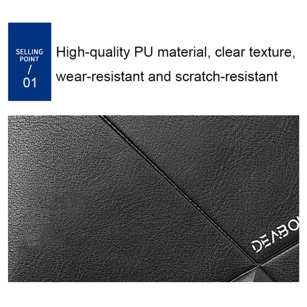 DEABOLAR Short Wallet with Zipper Pocket Men Slim PU Leather Coin Storage Card Holder Bag - Black - 4