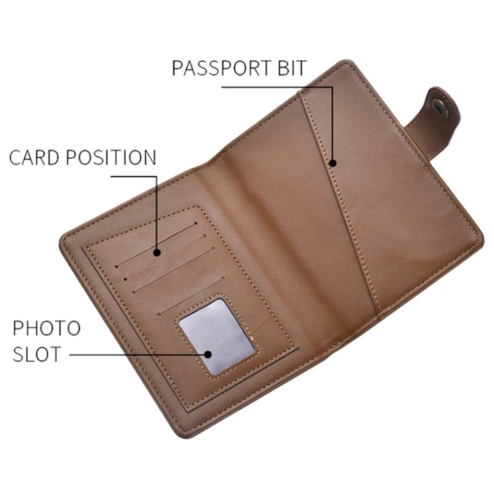 DIBAOLEIOU  PU Leather Travel Passport Holder Cover Hasp Design ID Credit Card Storage Bag - Dark Brown - 2