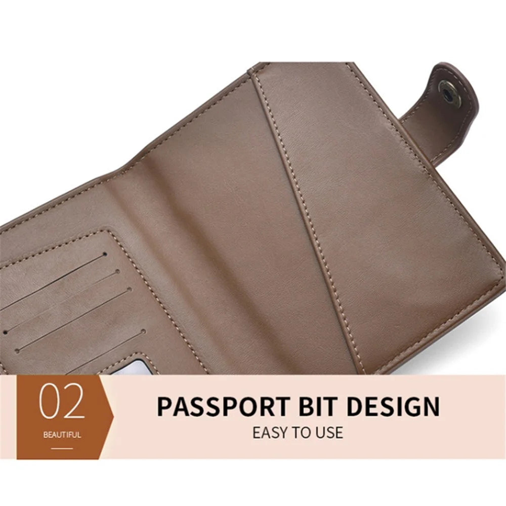 DIBAOLEIOU  PU Leather Travel Passport Holder Cover Hasp Design ID Credit Card Storage Bag - Dark Brown - 5