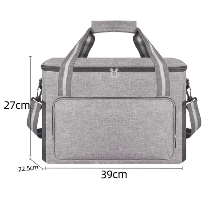 24L Thermal Insulated Travel Lunch Bag Waterproof Oxford Cloth Picnic Cooler Tote Shoulder Bag - Grey - 4