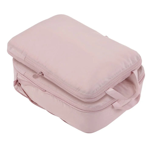 2Pcs Business Trip Clothes Sort Out Travel Luggage Organizer Cube Bag Expandable Storage Packing Pouch, Size M - Pink - 1