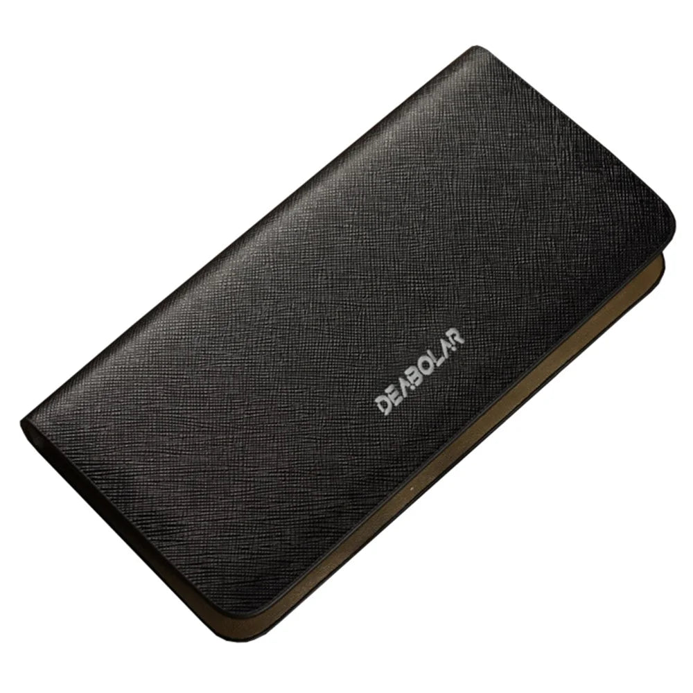 DEABOLAR Cross Texture PU Leather Men Zipper Wallet Cards Cash Phone Holder Clutch Bag - Black - 1