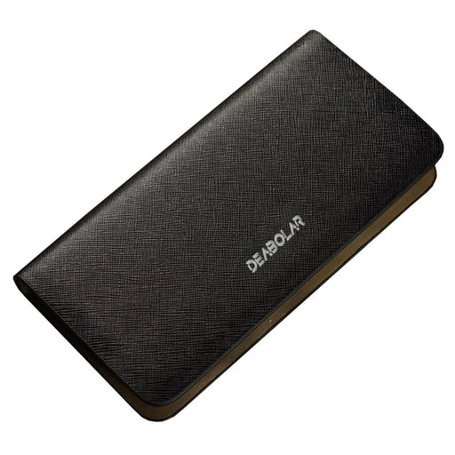 DEABOLAR Cross Texture PU Leather Men Zipper Wallet Cards Cash Phone Holder Clutch Bag - Black - 1