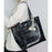 938 Women Shoulder Bag Waxy Cowhide Leather Tote Large Handbag with Decorative Pendant - Black - 4
