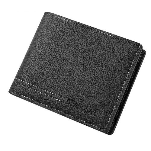 DEABOLAR Men Short Wallet PU Leather Card Slots Holder Coin Purse - Black - 1