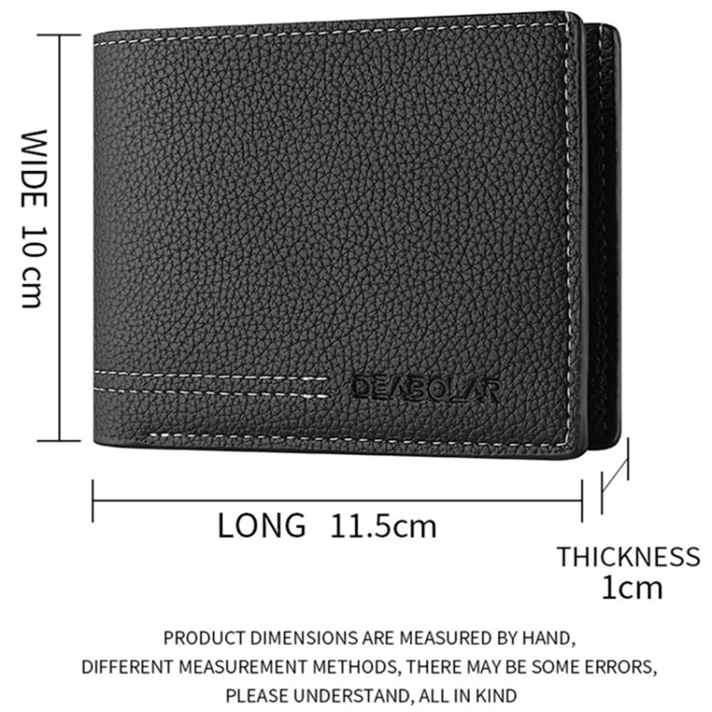 DEABOLAR Men Short Wallet PU Leather Card Slots Holder Coin Purse - Black - 5