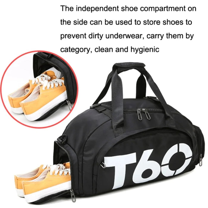Sports Fitness Bag for Women Yoga Shoulder Bag Training Storage Pouch for Short Traveling - Black / White - 3