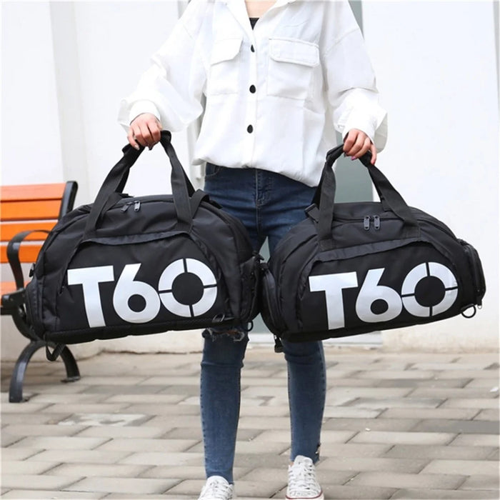 Sports Fitness Bag for Women Yoga Shoulder Bag Training Storage Pouch for Short Traveling - Black / White - 4