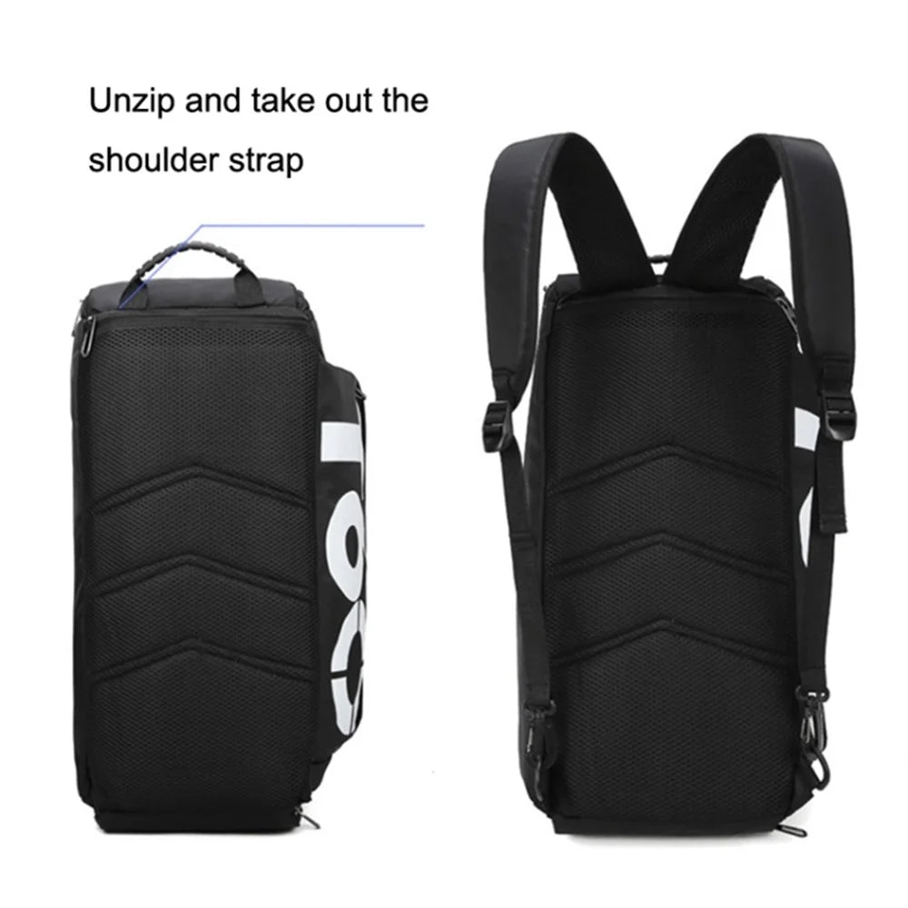 Women Sports Gym Bag with Wet Pocket, Shoes Compartment Yoga Fitness Workout Shoulder Bag - Black / White - 3