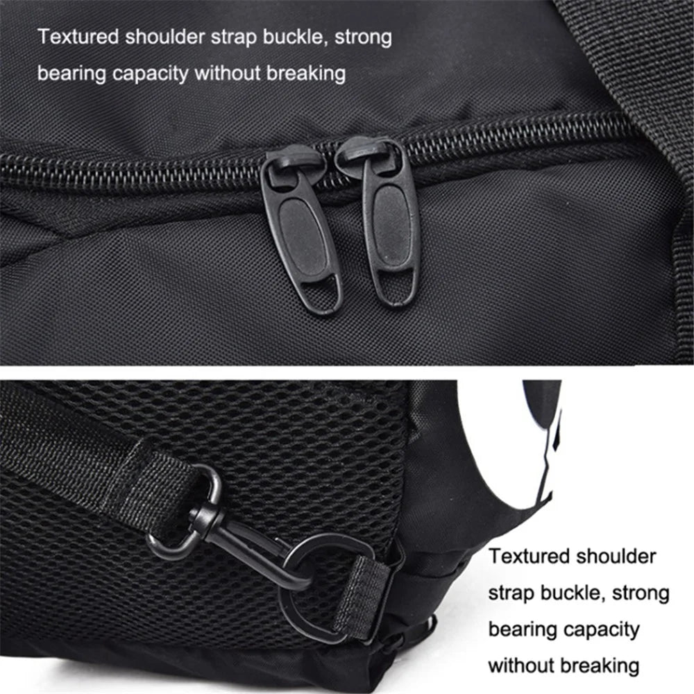 Women Sports Gym Bag with Wet Pocket, Shoes Compartment Yoga Fitness Workout Shoulder Bag - Black / White - 5