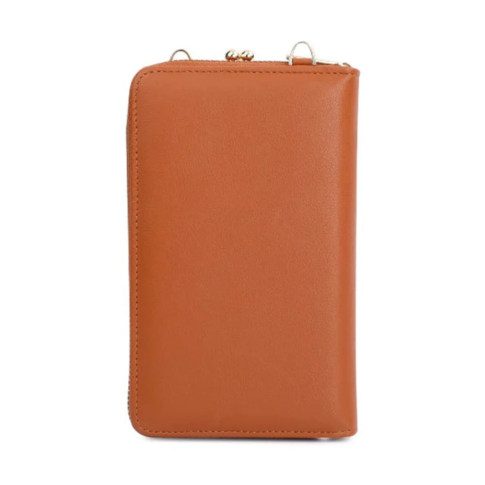 TAILIAN TC316-001 Rhombus Stitching Lines Crossbody Phone Bag Women PU Leather Zipper Wallet - Brown - 6