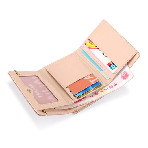 TAILIAN T7368-096 Women Vintage Matte PU Leather Tri-fold Wallet Kiss Lock Coin Purse - Light Grey - 2