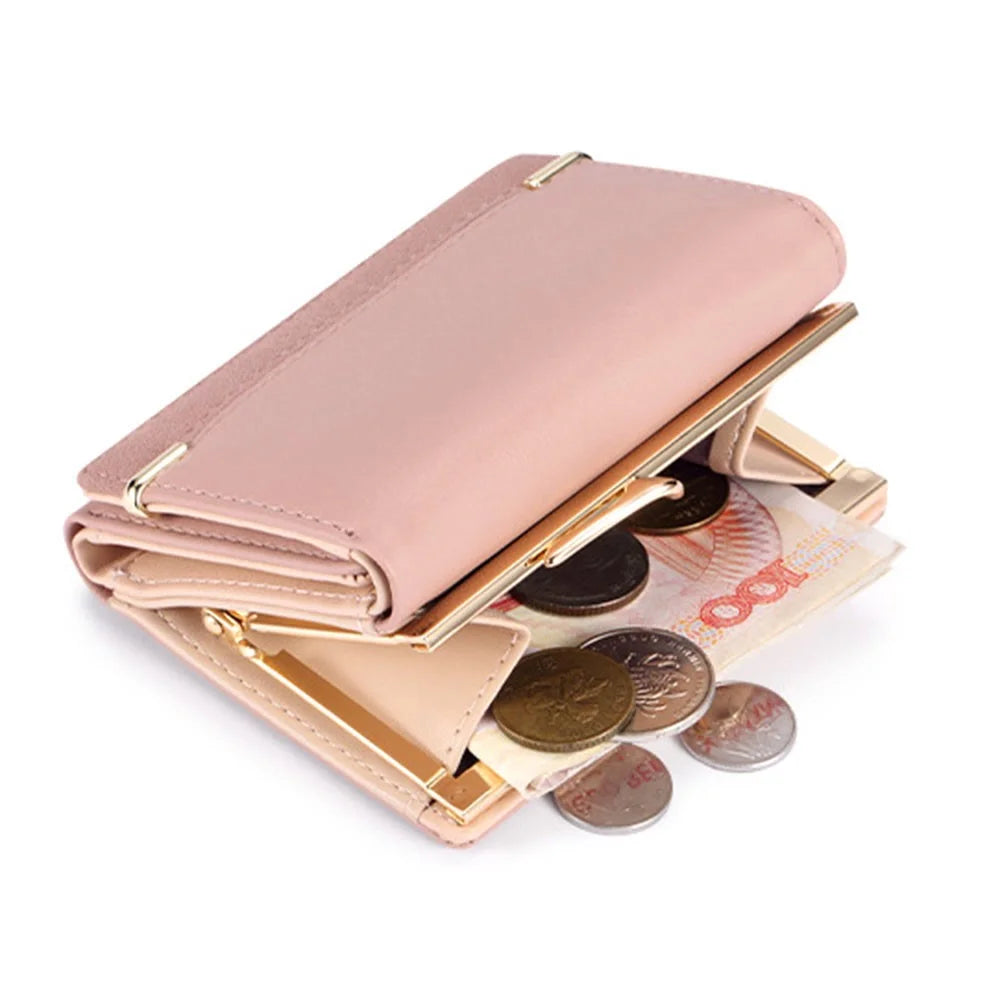 TAILIAN T7368-096 Women Vintage Matte PU Leather Tri-fold Wallet Kiss Lock Coin Purse - Light Grey - 3