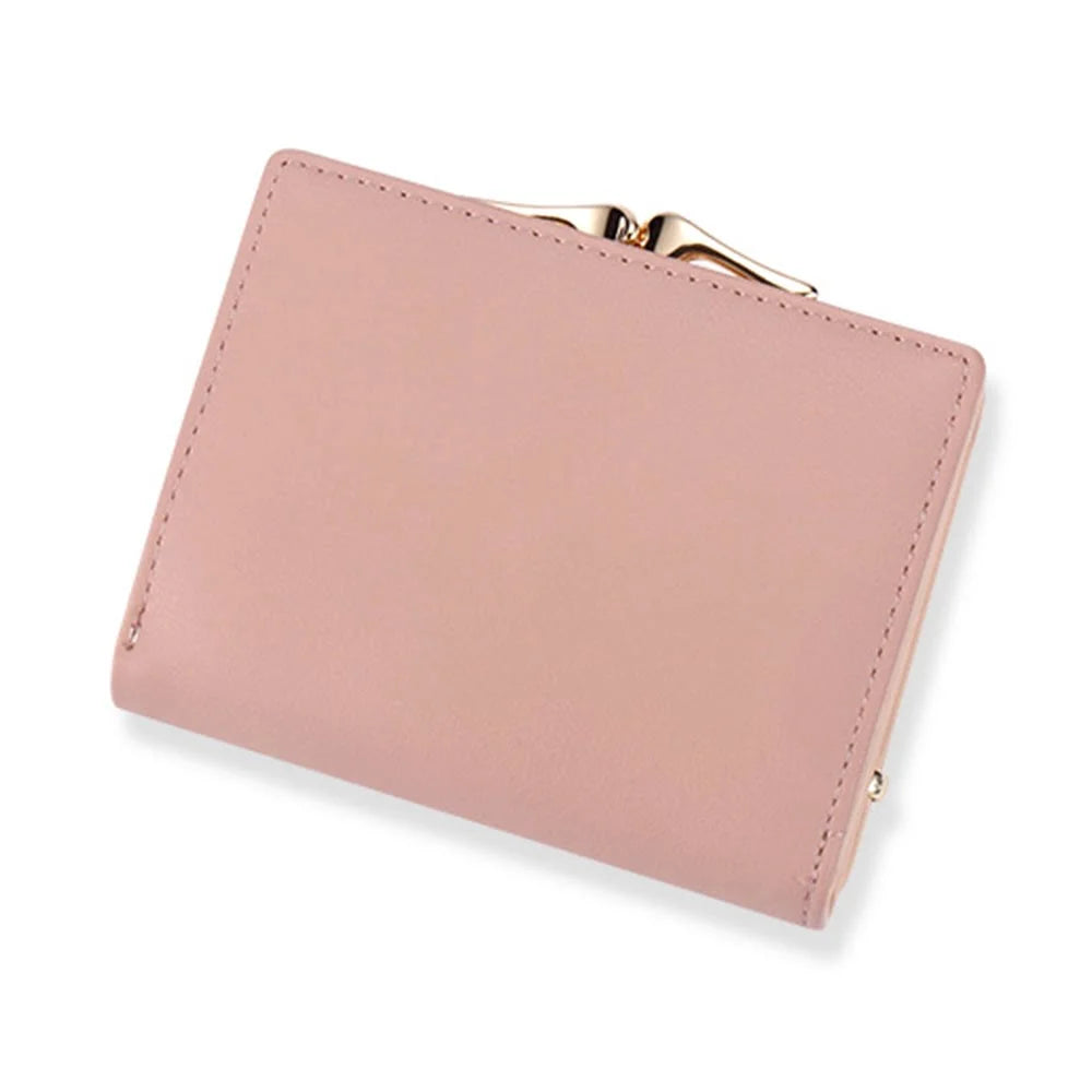 TAILIAN T7368-096 Women Vintage Matte PU Leather Tri-fold Wallet Kiss Lock Coin Purse - Light Grey - 4