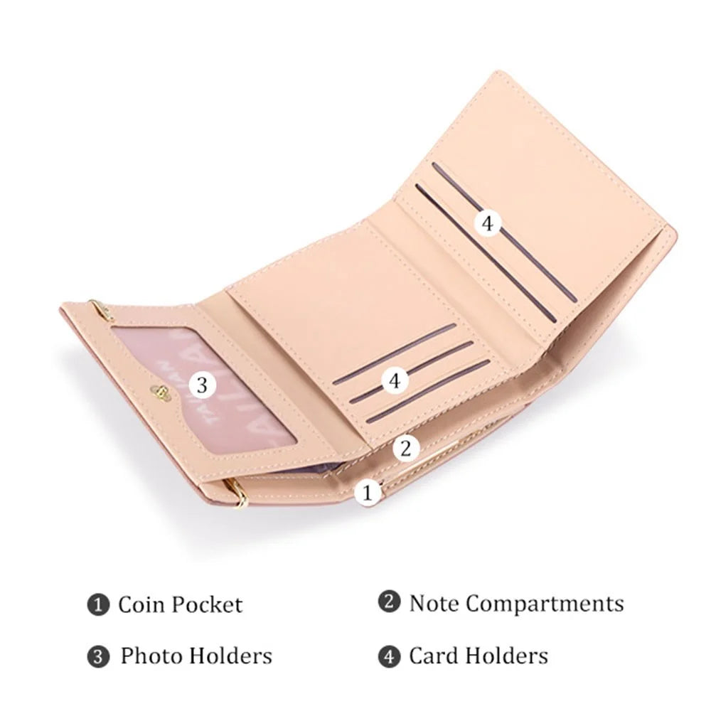 TAILIAN T7368-096 Women Vintage Matte PU Leather Tri-fold Wallet Kiss Lock Coin Purse - Light Grey - 6