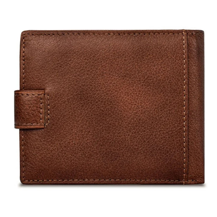 TAILIAN T120D-H46-BE Hasp Design Cowhide Leather Men Card Cash Holder Short Wallet - Black - 5