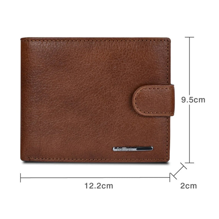 TAILIAN T120D-H46-BE Hasp Design Cowhide Leather Men Card Cash Holder Short Wallet - Black - 7