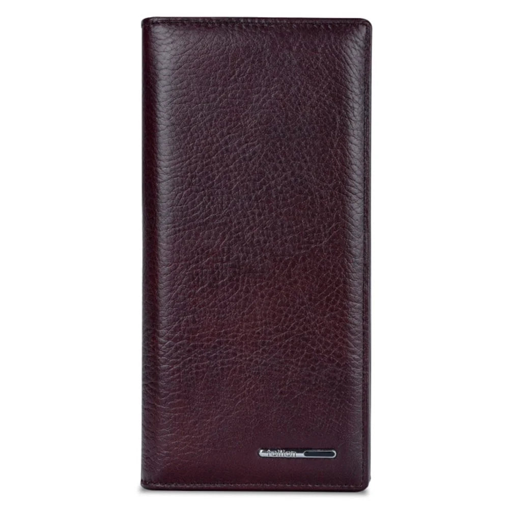 TAILIAN T530-H46-BE Cowhide Leather Men Long Wallet Multiple Card Slots Large Capacity Wallet - Dark Red - 1