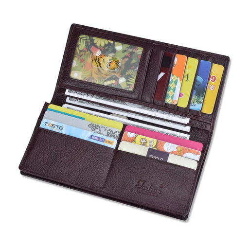 TAILIAN T530-H46-BE Cowhide Leather Men Long Wallet Multiple Card Slots Large Capacity Wallet - Dark Red - 2