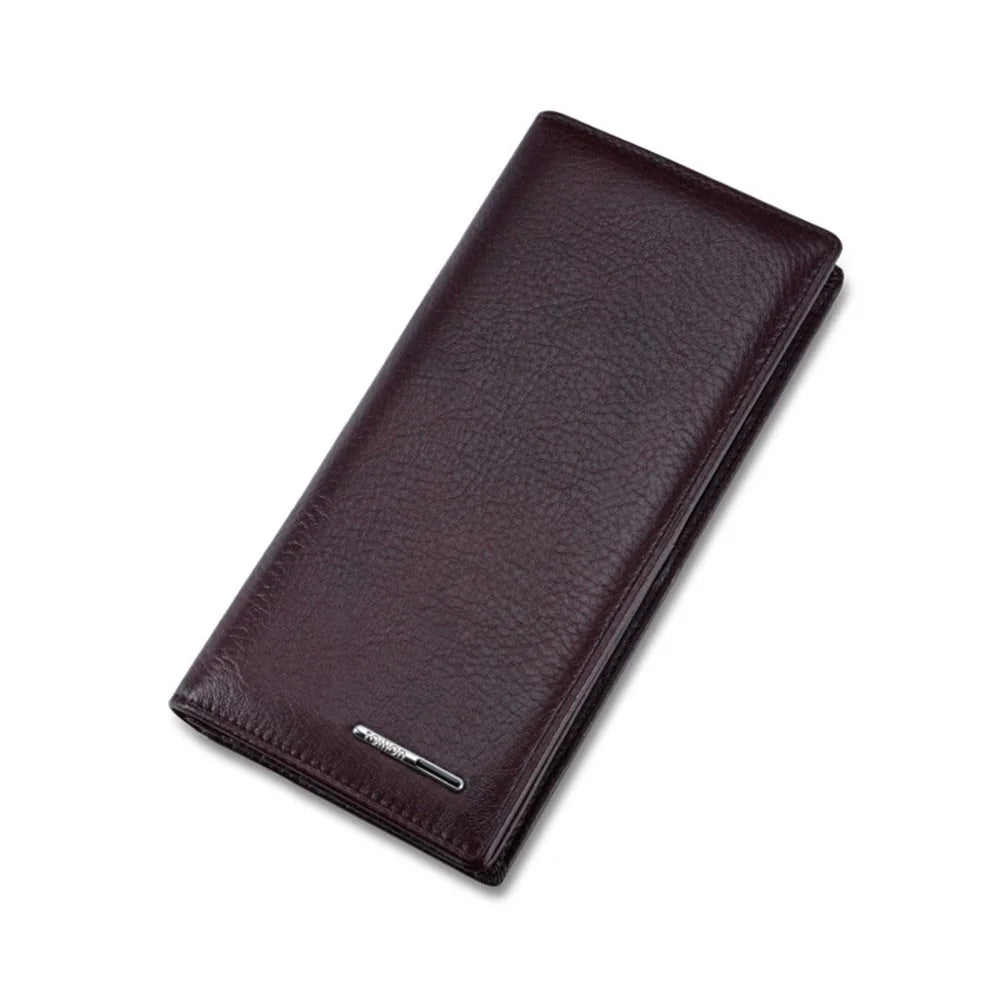 TAILIAN T530-H46-BE Cowhide Leather Men Long Wallet Multiple Card Slots Large Capacity Wallet - Dark Red - 4