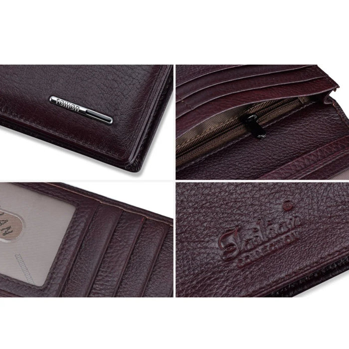 TAILIAN T530-H46-BE Cowhide Leather Men Long Wallet Multiple Card Slots Large Capacity Wallet - Dark Red - 7
