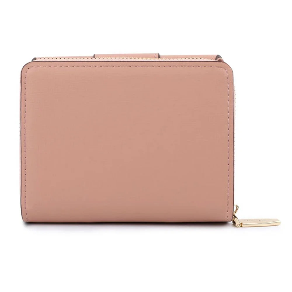 TAILIAN T6102-036 Stylish PU Leather Zipper Pocket Short Wallet Women Cards Cash Holder Bag - Pink - 6