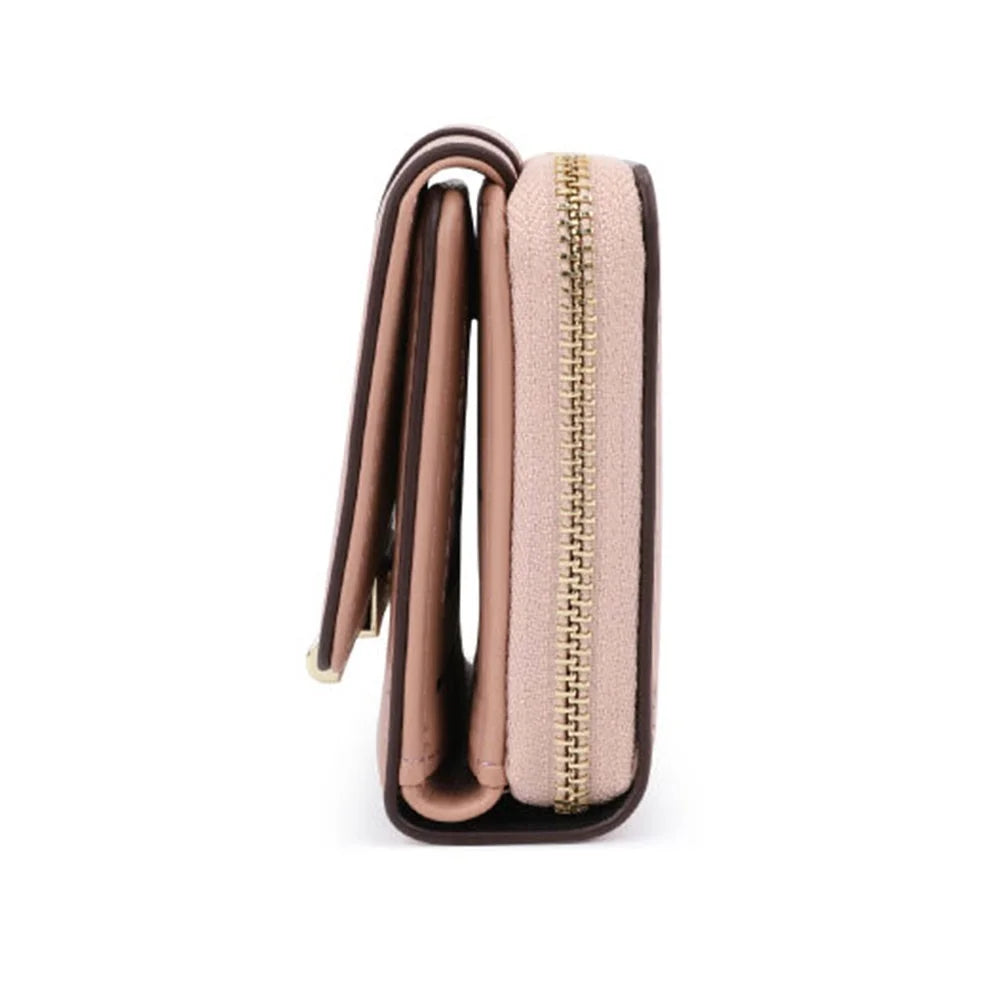TAILIAN T6102-036 Stylish PU Leather Zipper Pocket Short Wallet Women Cards Cash Holder Bag - Pink - 7