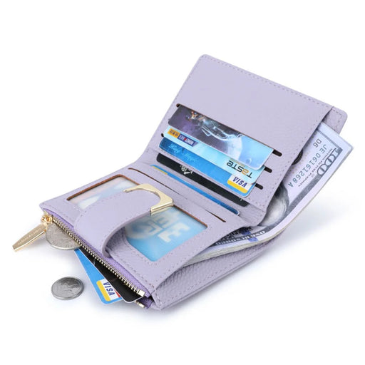 TAILIAN T2602-324 Litchi Texture PU Leather Women Short Wallet Cards Cash Holder with Zipper Pocket - Purple - 2