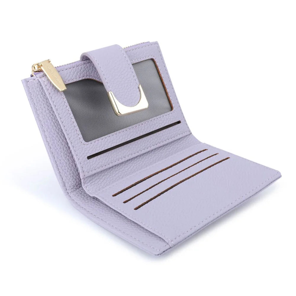 TAILIAN T2602-324 Litchi Texture PU Leather Women Short Wallet Cards Cash Holder with Zipper Pocket - Purple - 3